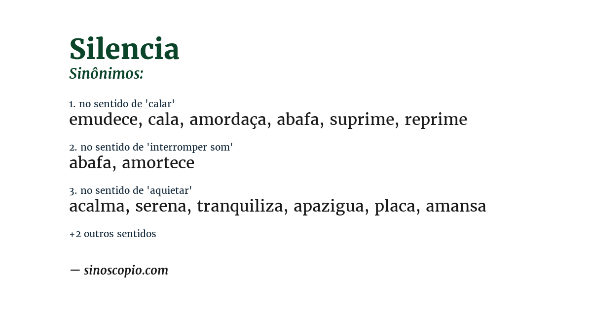 Sinônimo de silencia