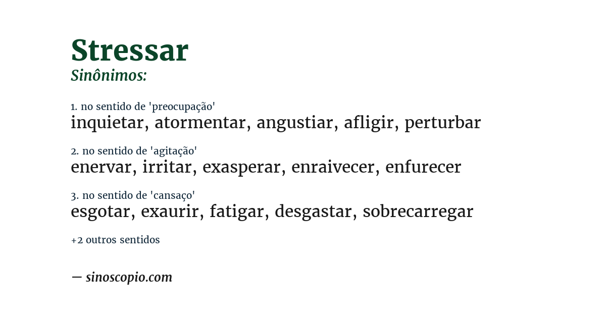 Sinônimo de stressar