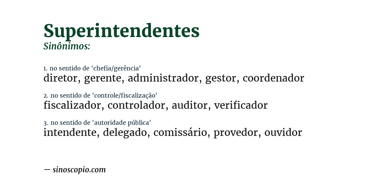 Sinônimo de superintendentes