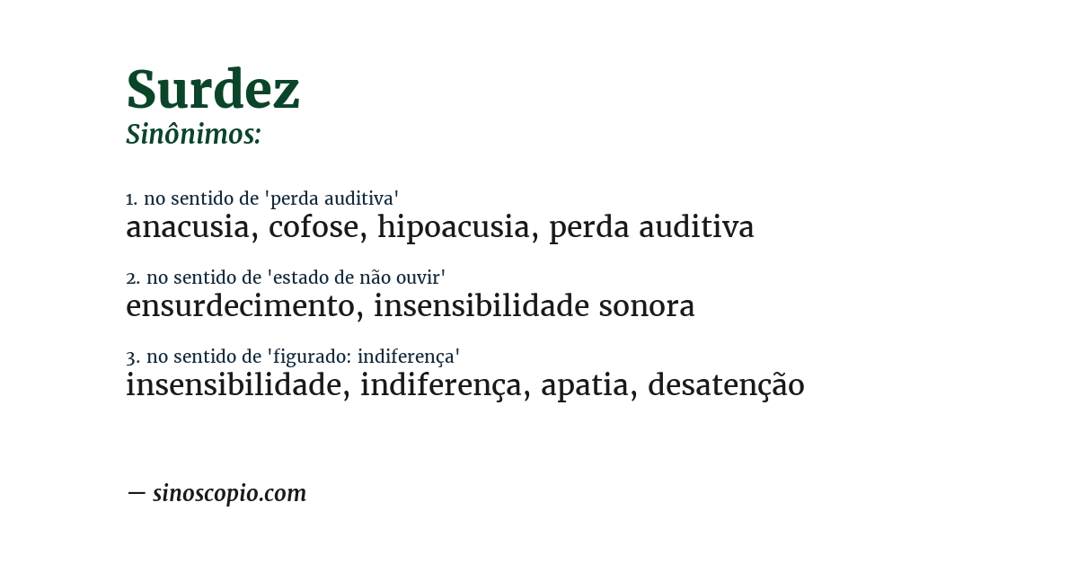 Sinônimo de surdez