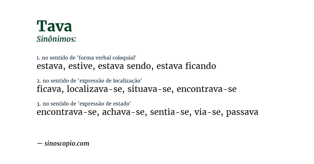 Sinônimo de tava