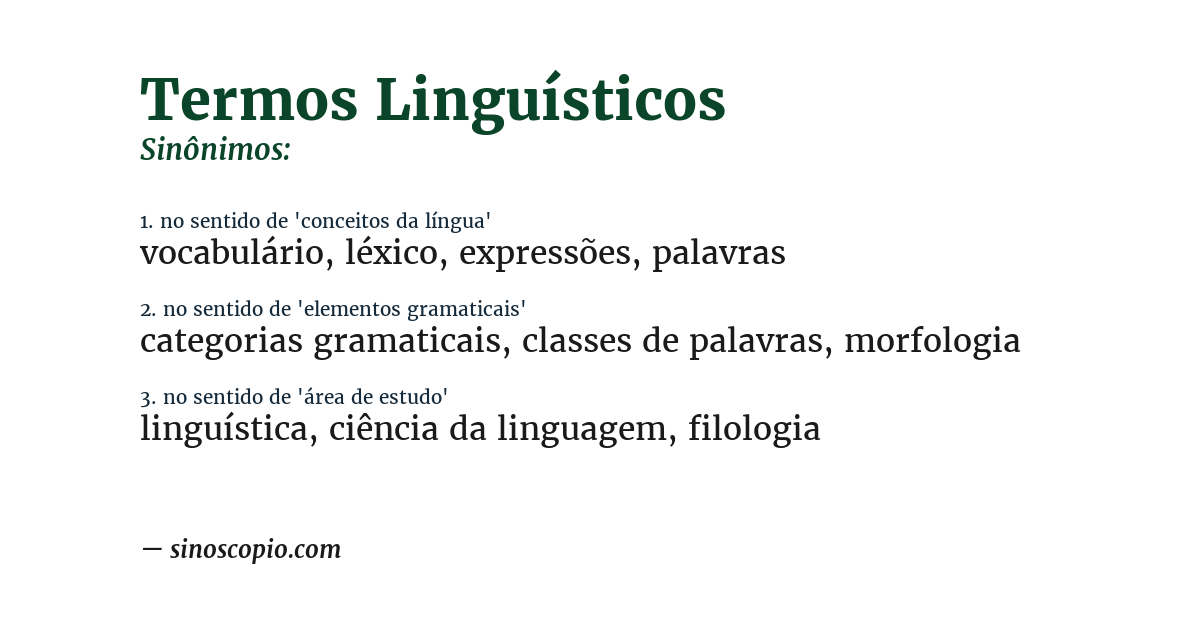 Sinônimo de termos linguísticos