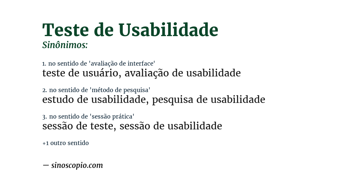 Sinônimo de teste de usabilidade
