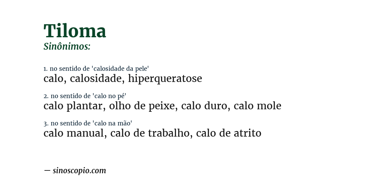 Sinônimo de tiloma