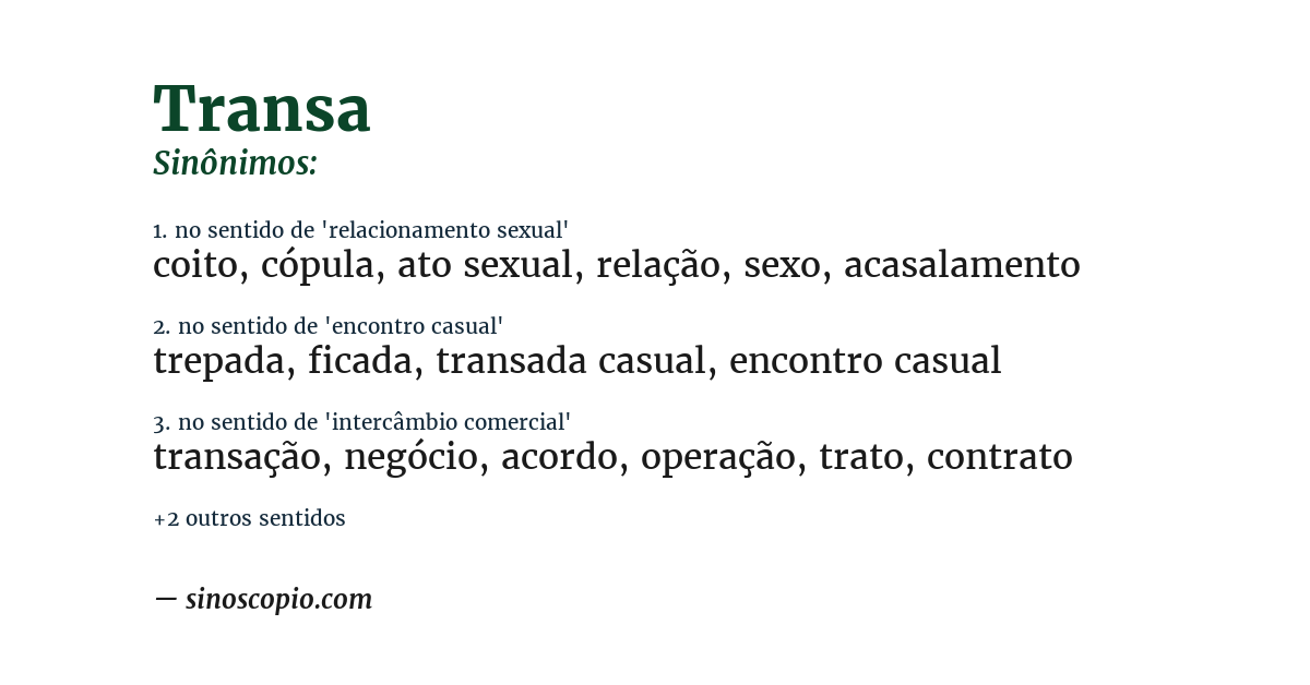 Sinônimo de transa