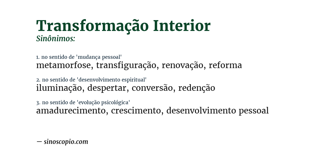 Sinônimo de transformação interior