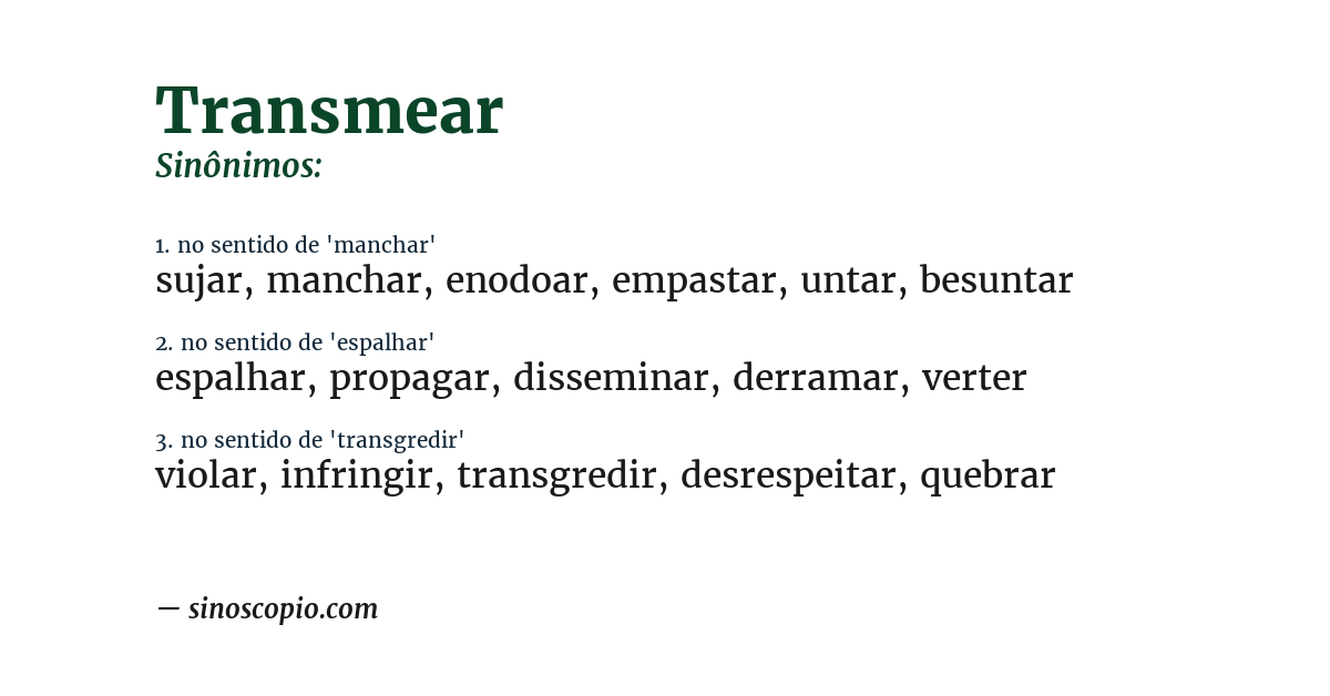 Sinônimo de transmear