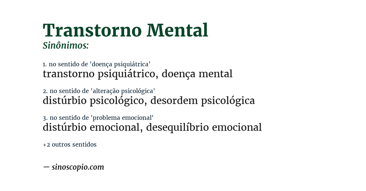 Sinônimo de transtorno mental