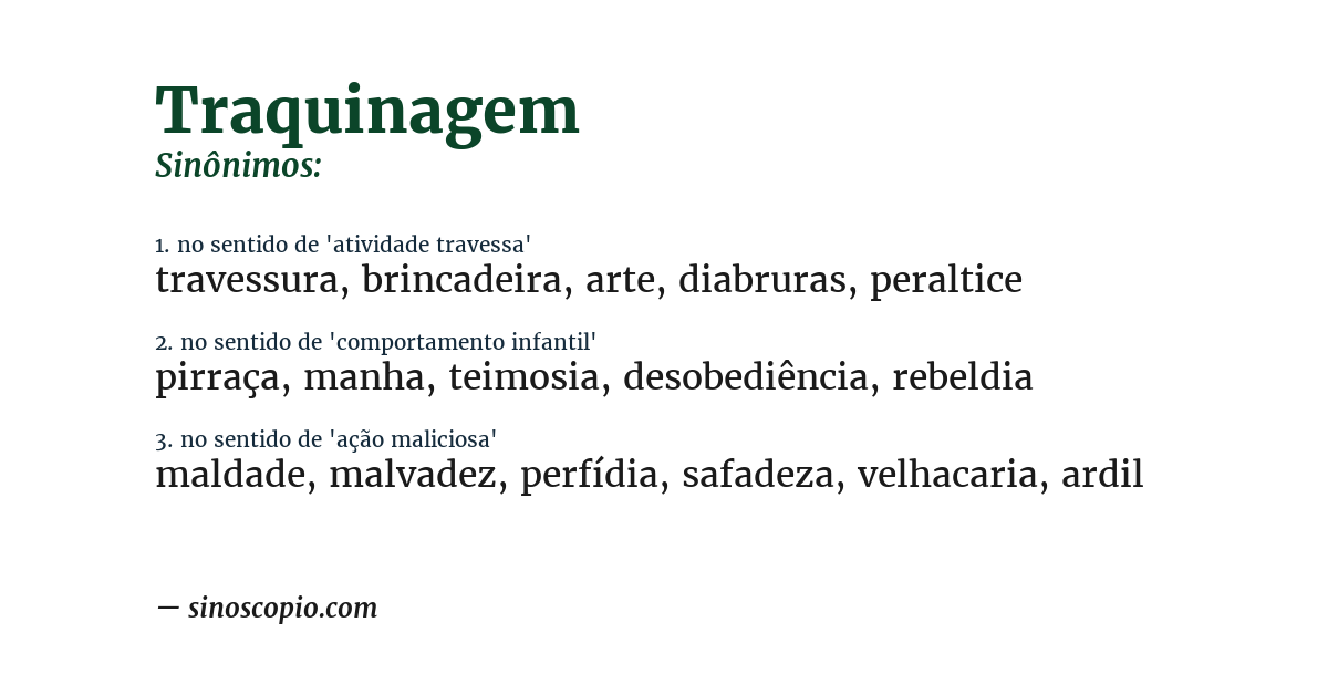 Sinônimo de traquinagem