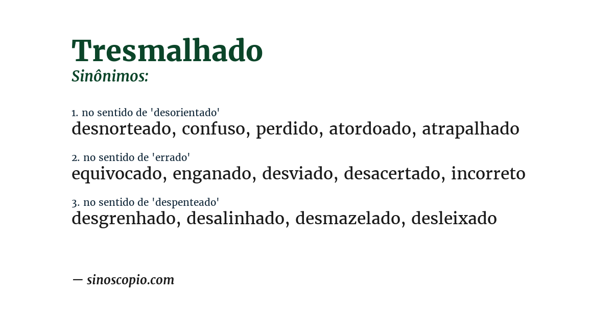 Sinônimo de tresmalhado