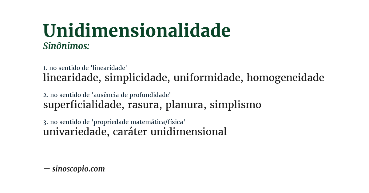 Sinônimo de unidimensionalidade