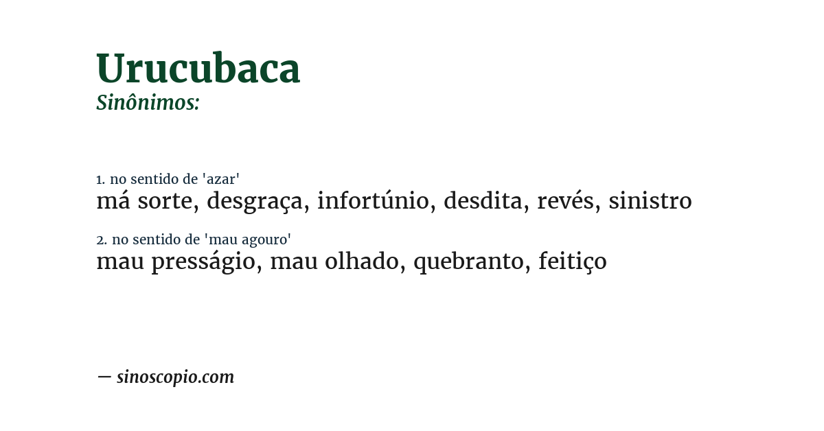 Sinônimo de urucubaca