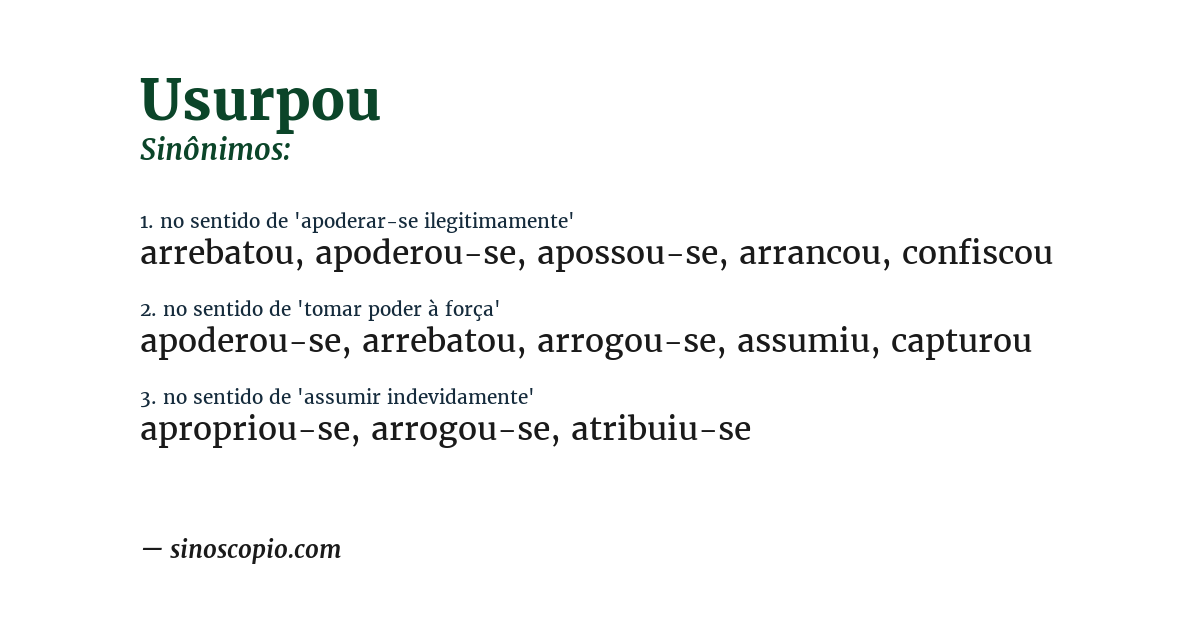 Sinônimo de usurpou