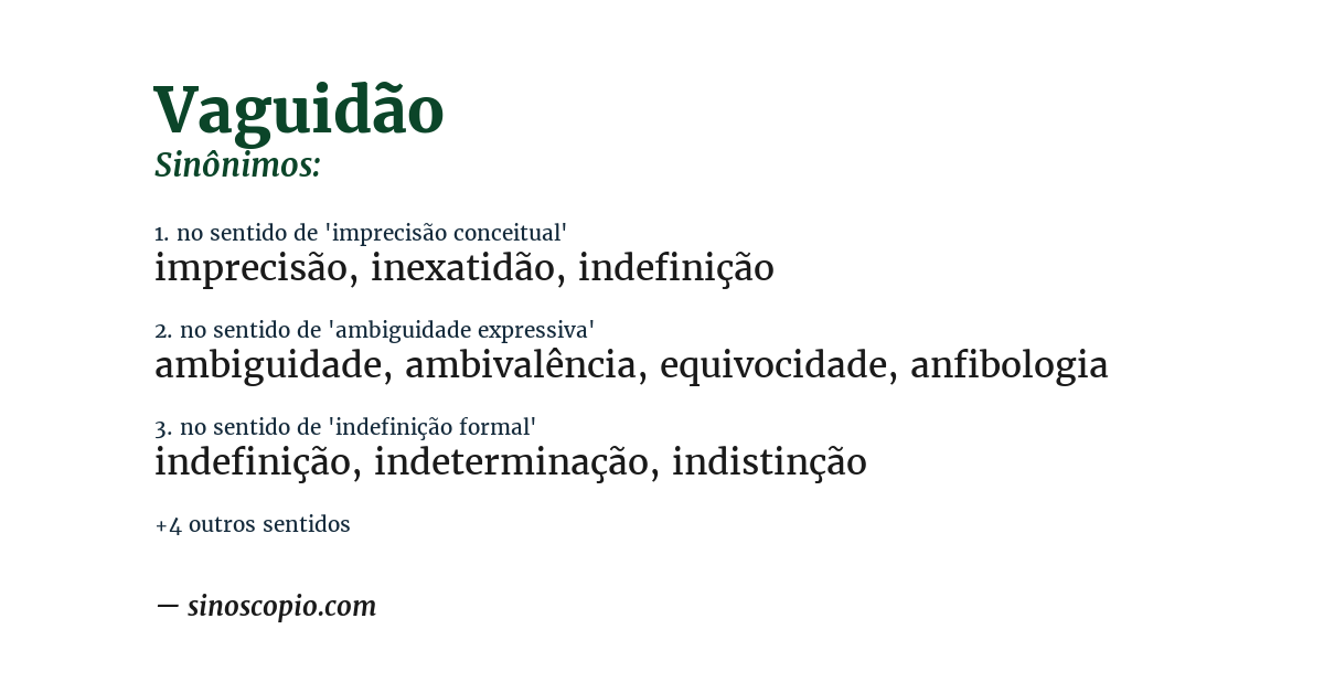 Sinônimo de vaguidão