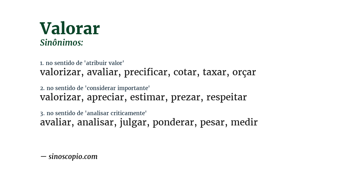 Sinônimo de valorar