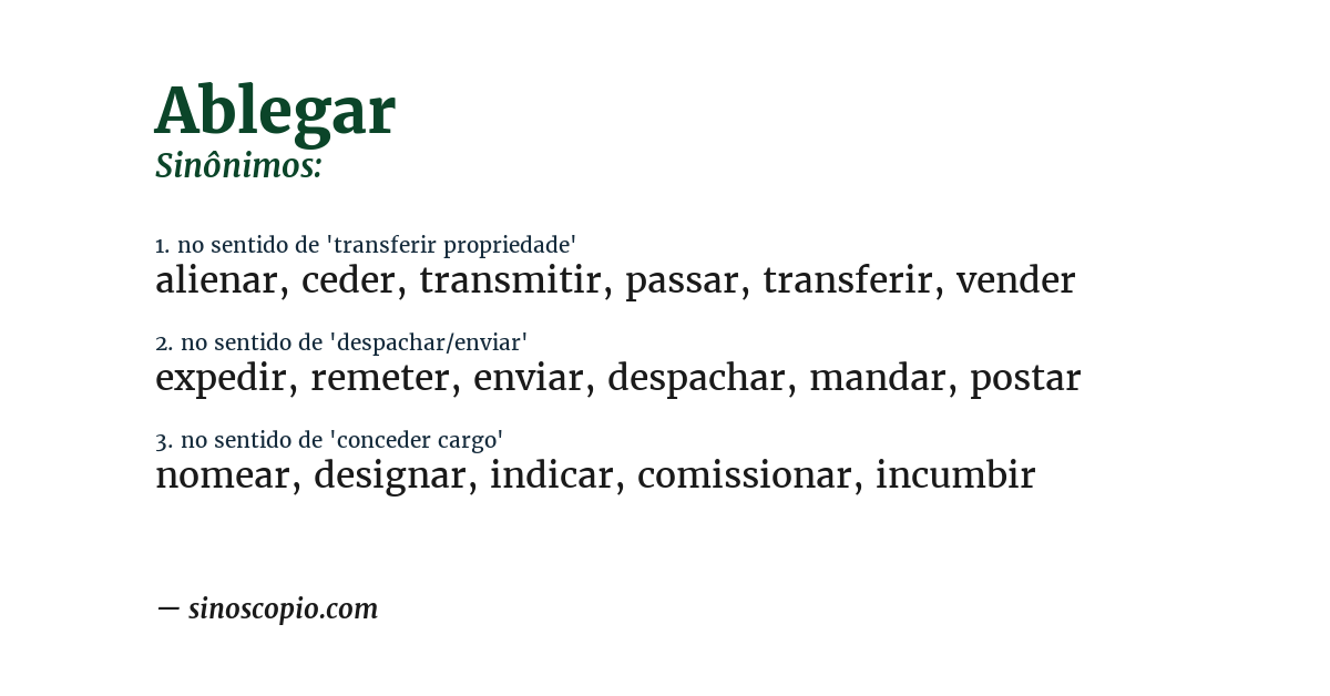 Sinônimo de ablegar