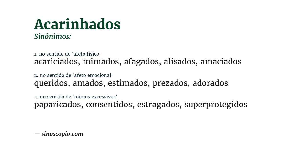 Sinônimo de acarinhados