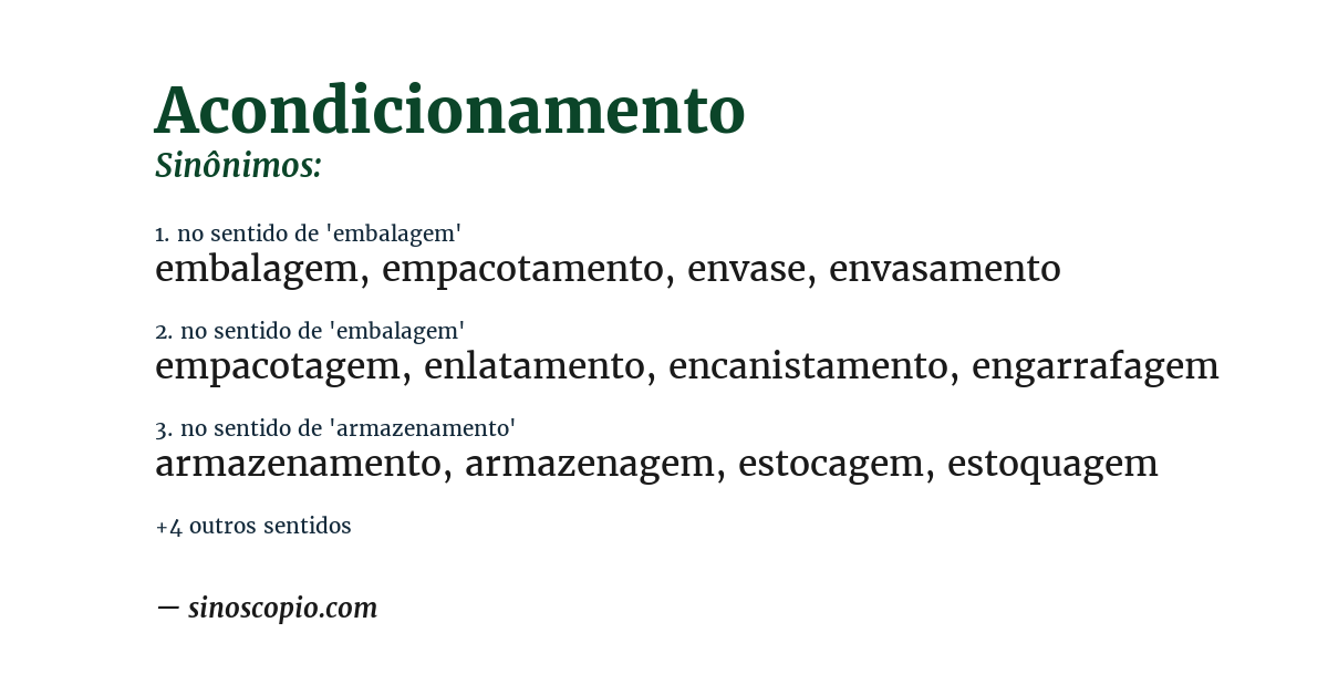 Sinônimo de acondicionamento