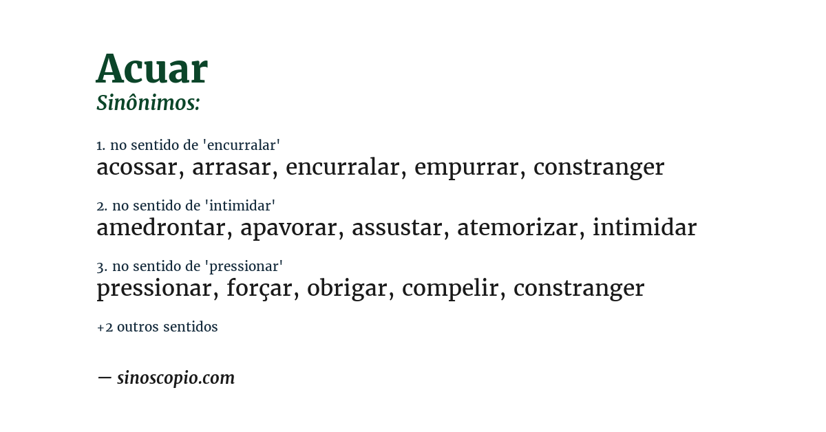 Sinônimo de acuar