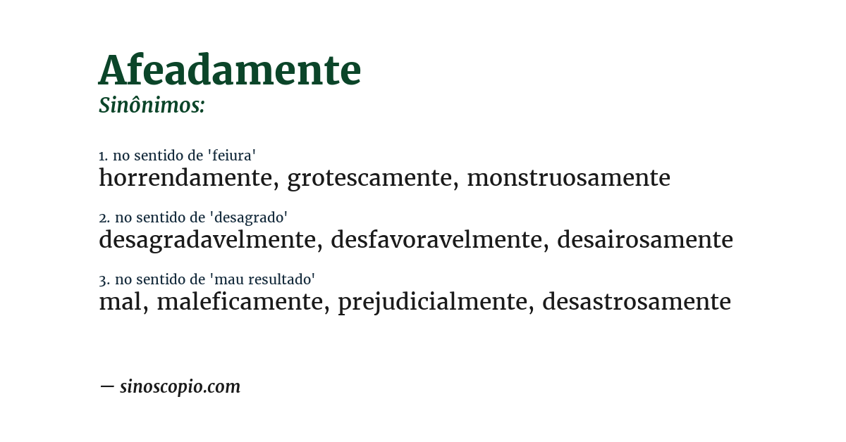 Sinônimo de afeadamente