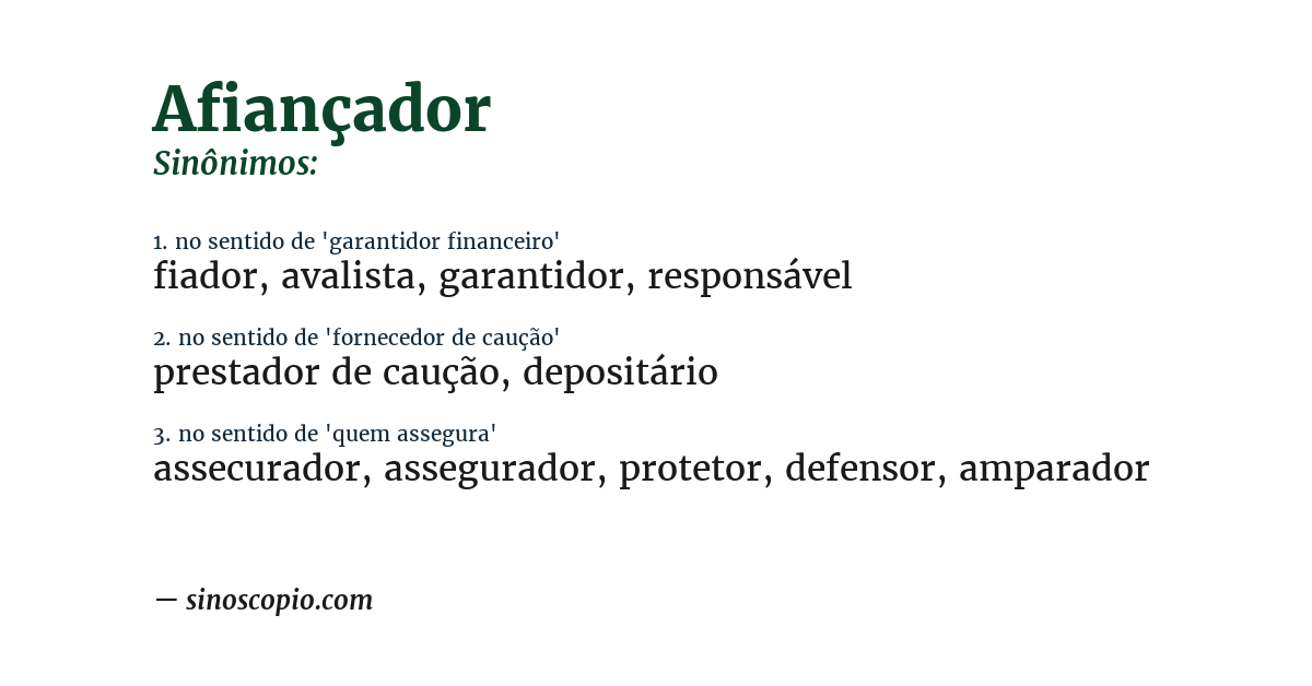 Sinônimo de afiançador