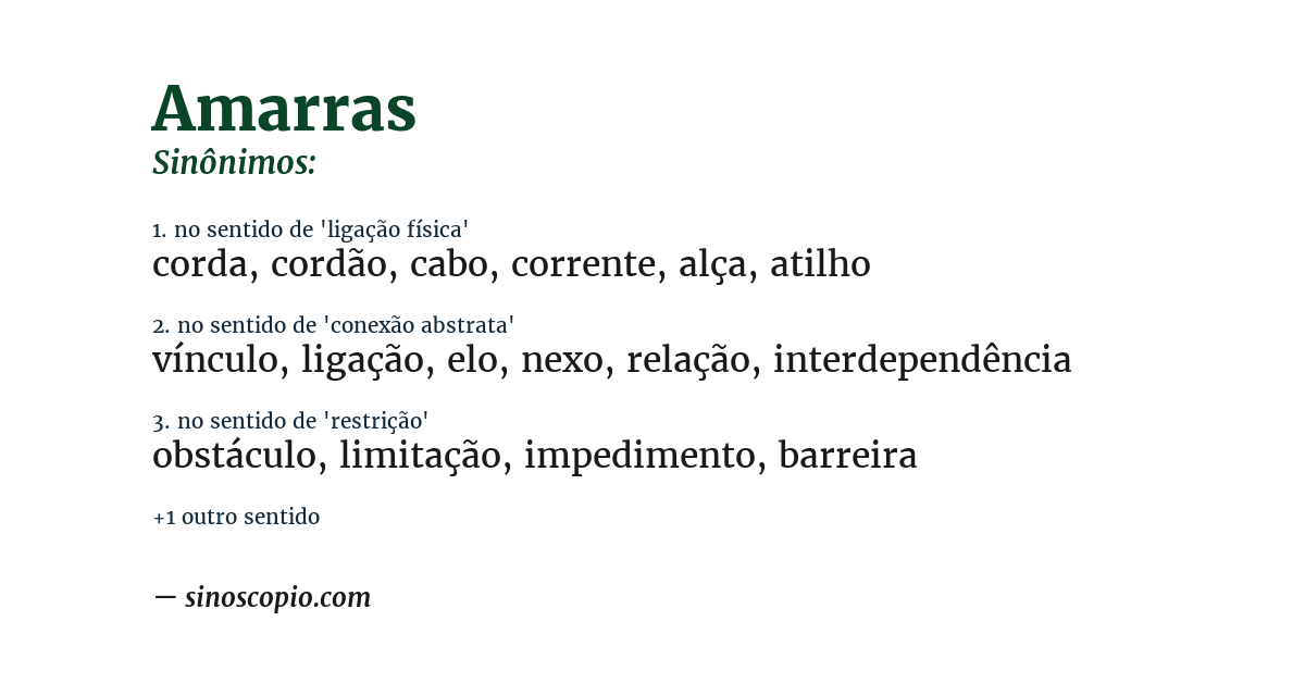 Sinônimo de amarras