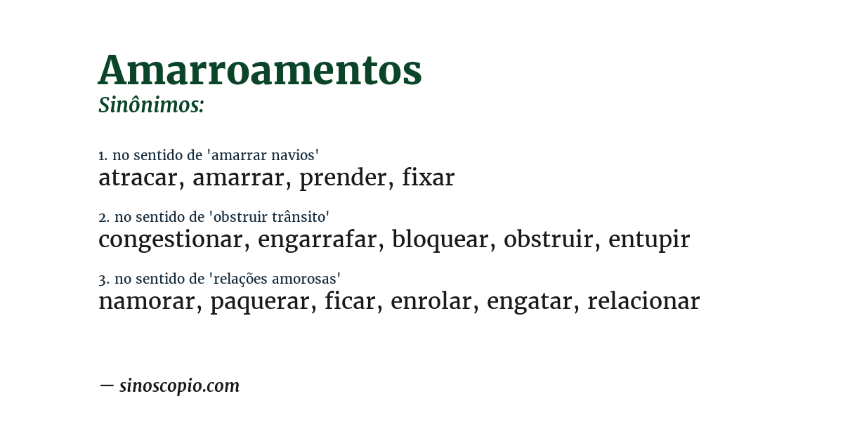 Sinônimo de amarroamentos