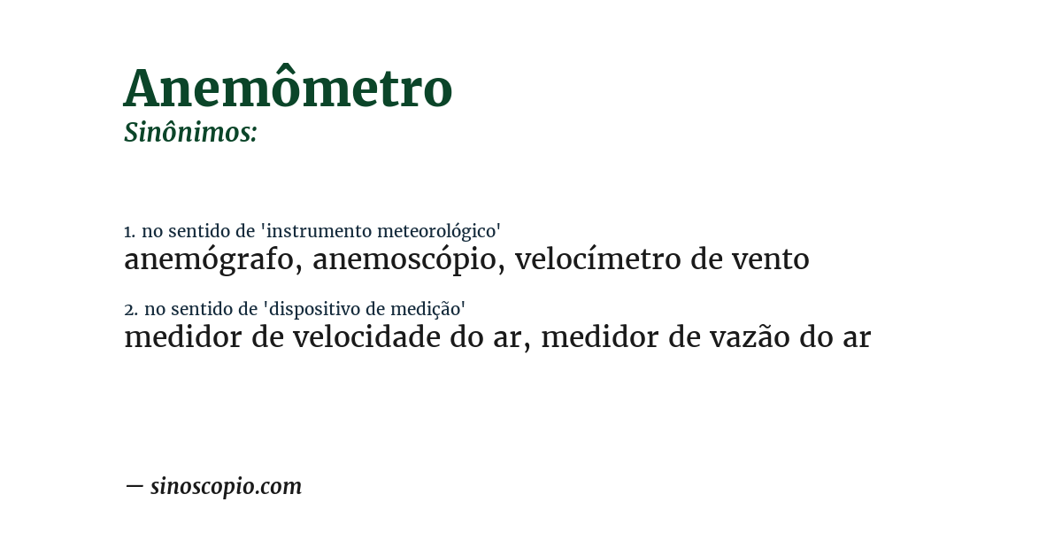 Sinônimo de anemômetro