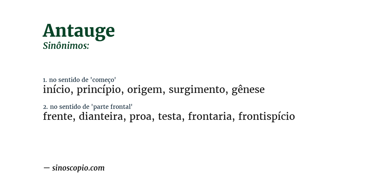 Sinônimo de antauge