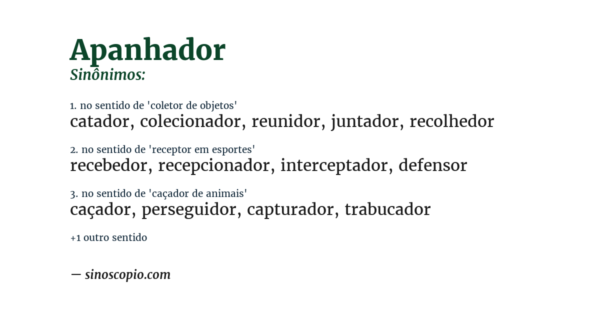 Sinônimo de apanhador