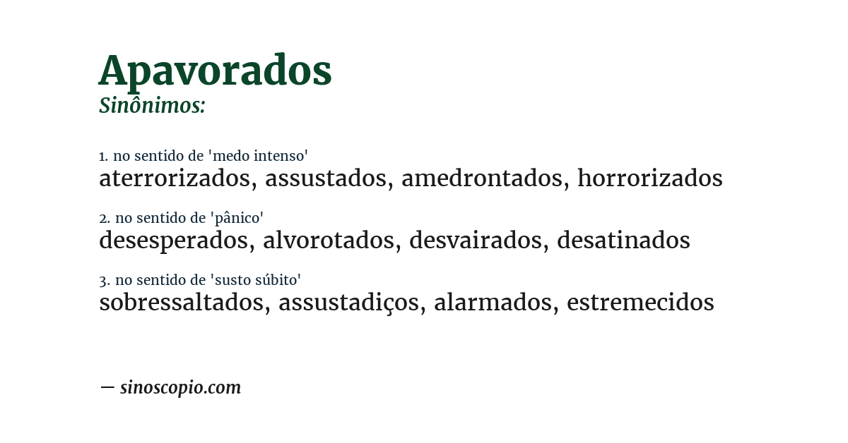 Sinônimo de apavorados