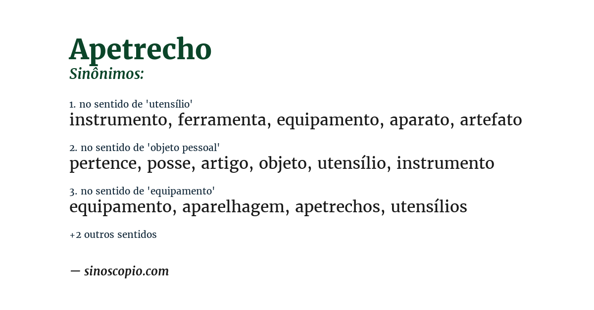 Sinônimo de apetrecho