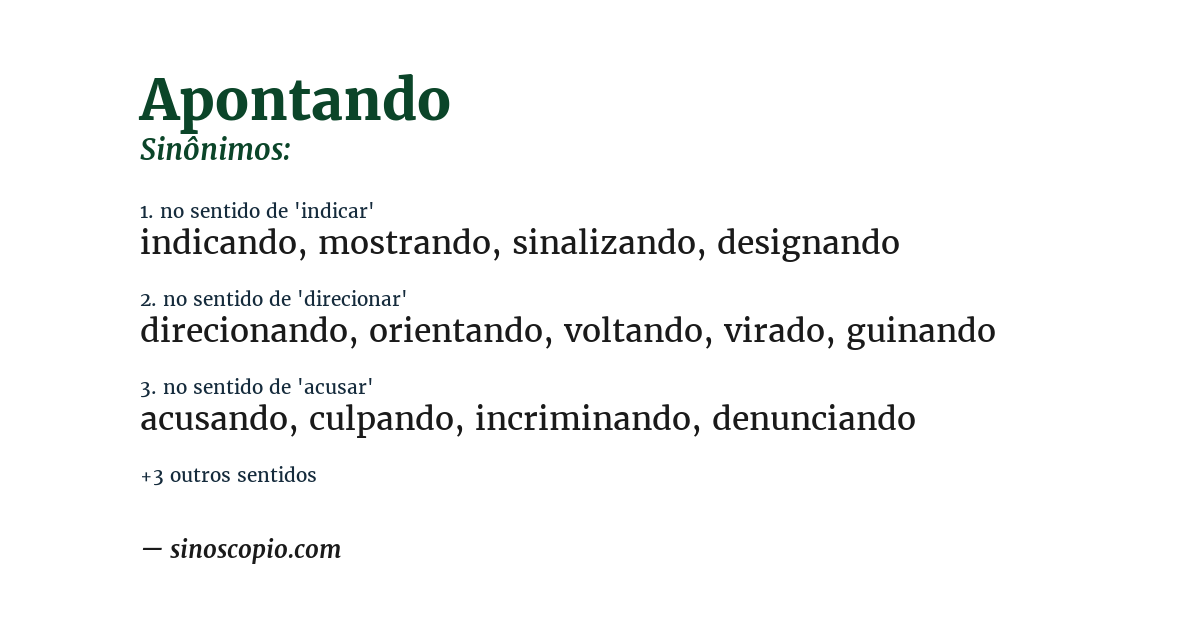 Sinônimo de apontando