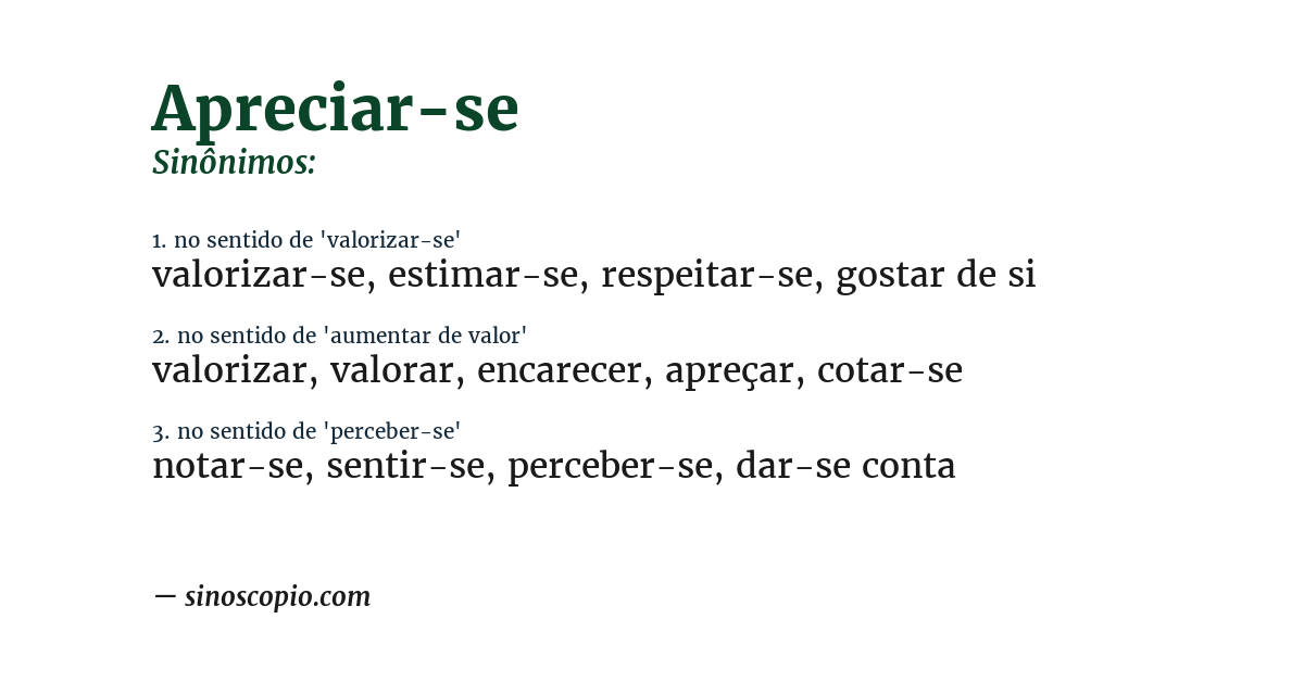 Sinônimo de apreciar-se