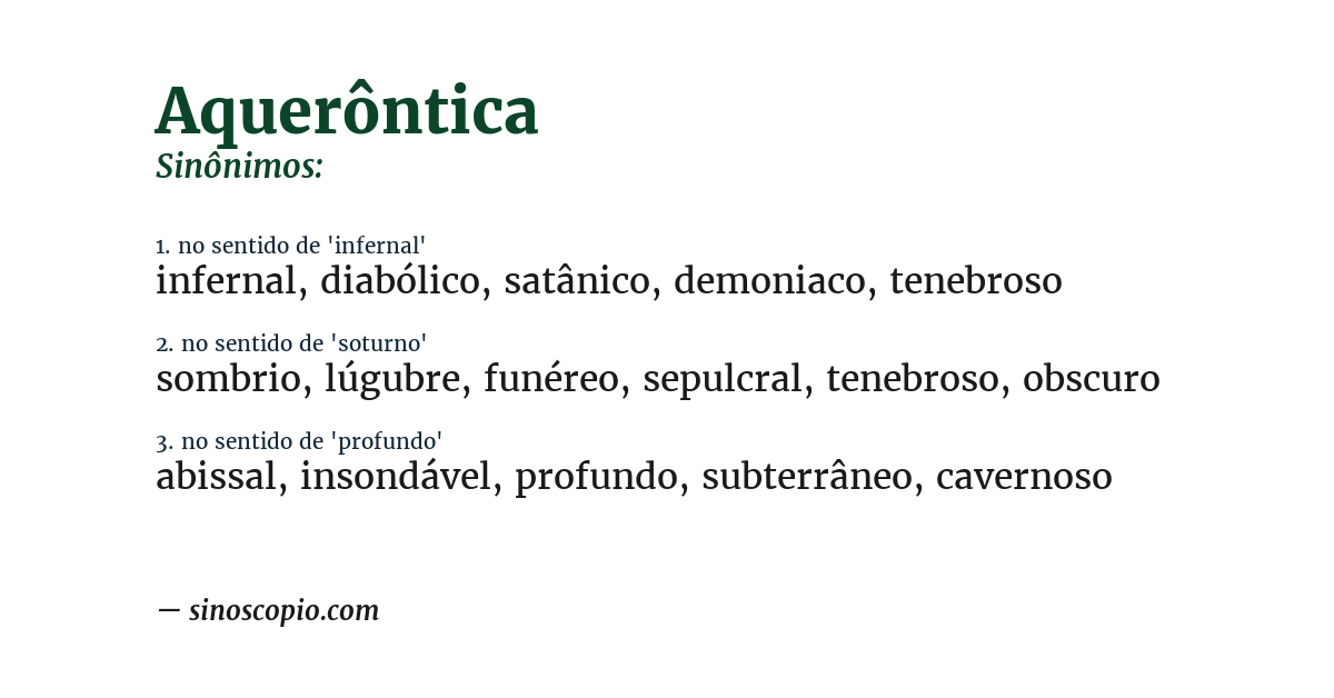 Sinônimo de aquerôntica