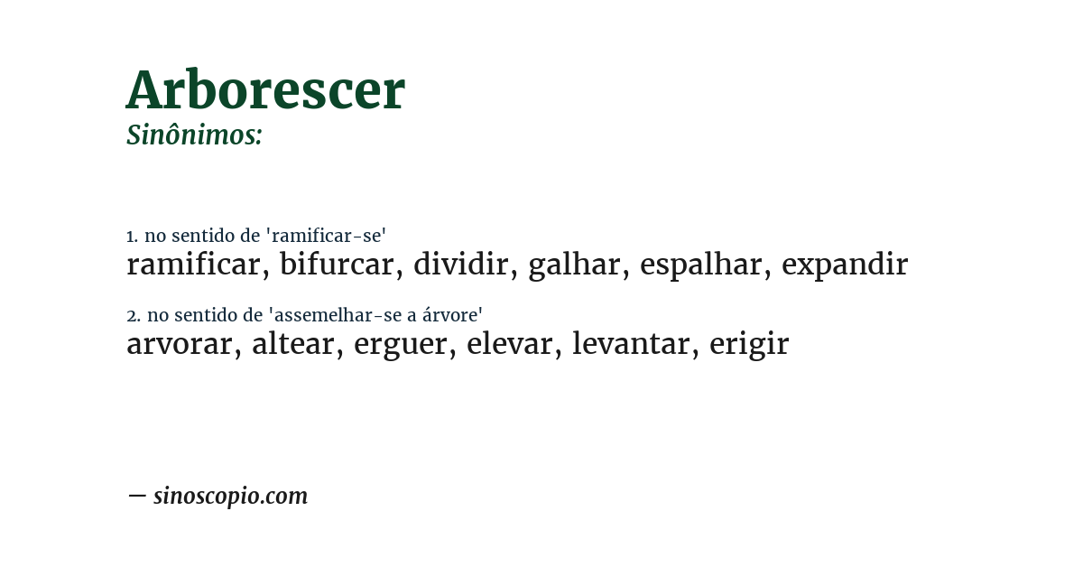 Sinônimo de arborescer