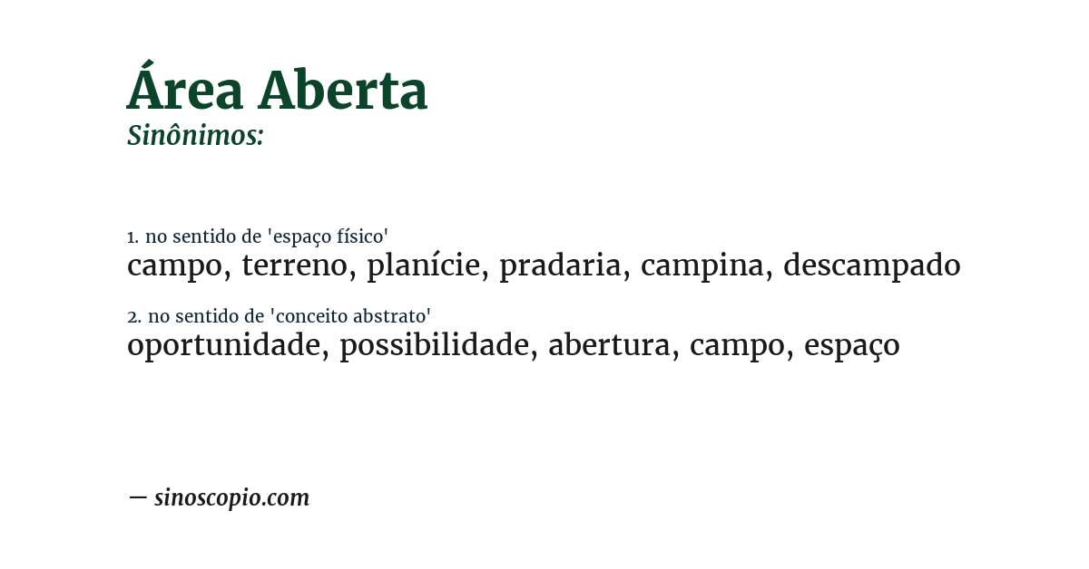 Sinônimo de área aberta