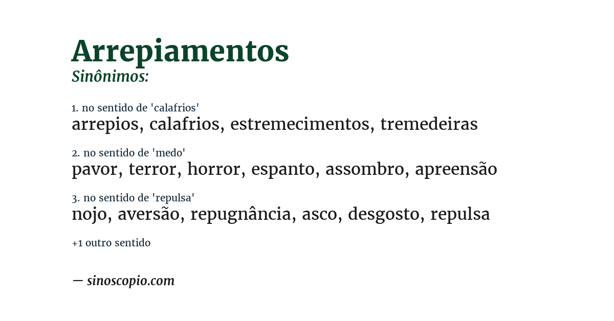 Sinônimo de arrepiamentos