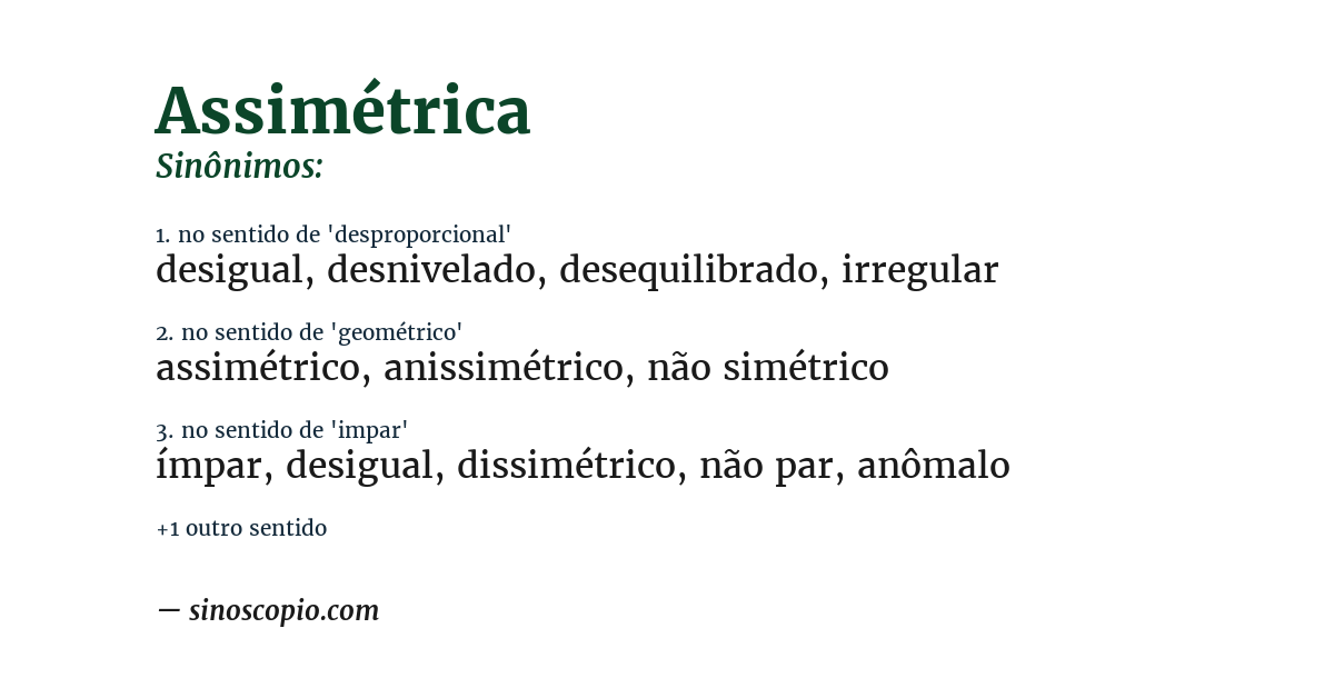 Sinônimo de assimétrica