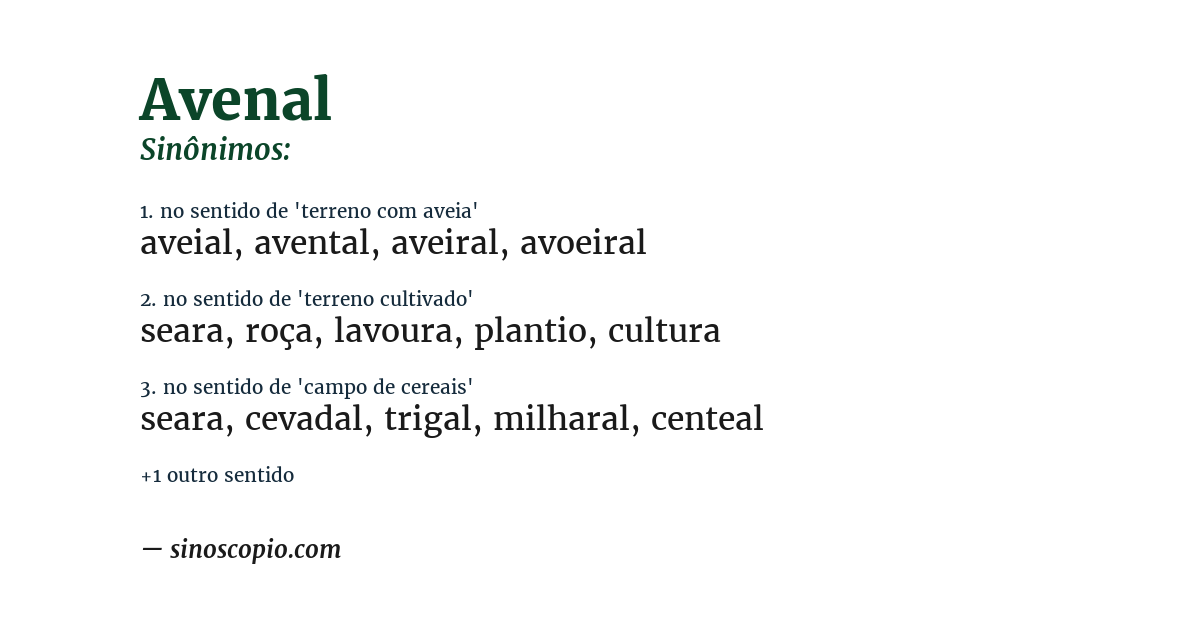 Sinônimo de avenal