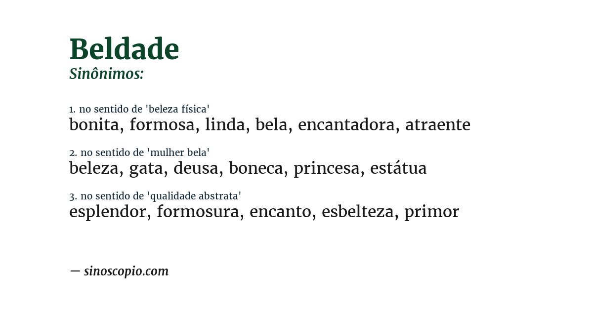 Sinônimo de beldade