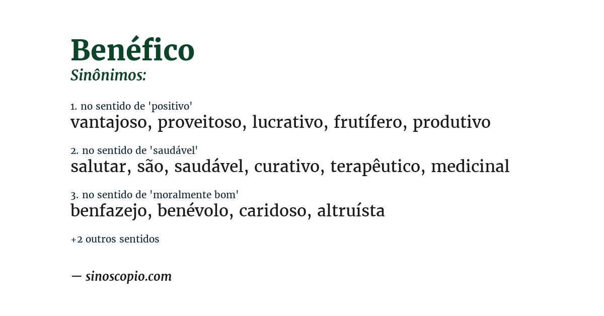 Sinônimo de benéfico