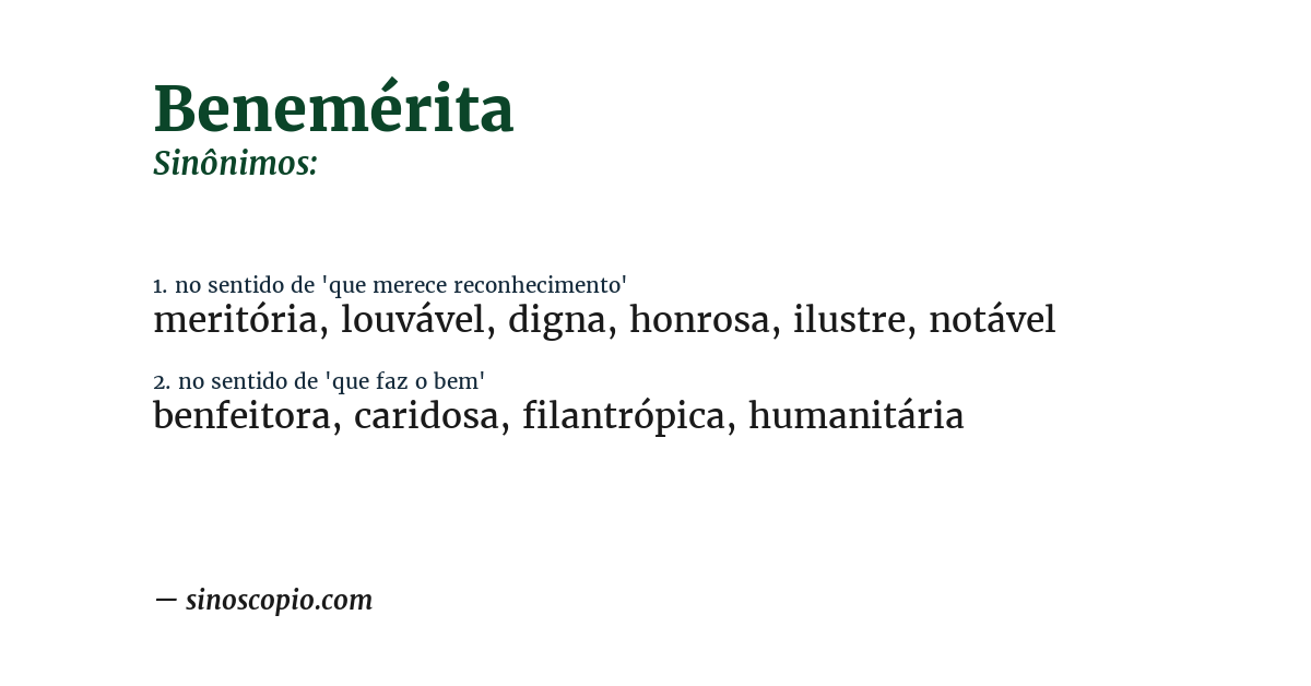 Sinônimo de benemérita