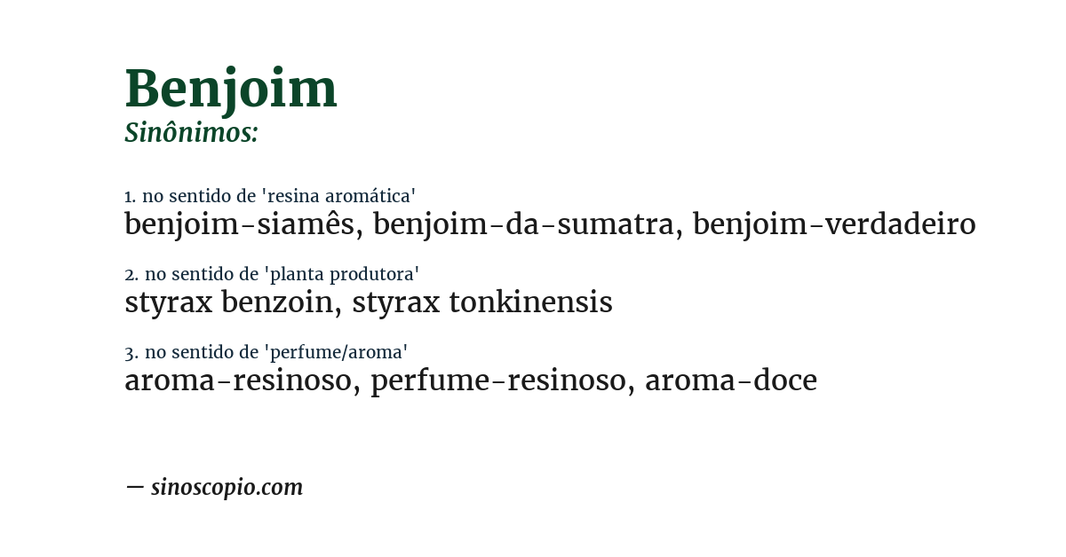 Sinônimo de benjoim