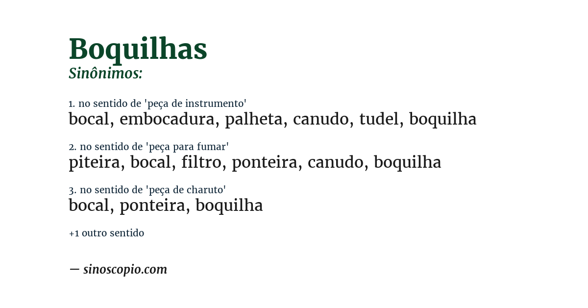 Sinônimo de boquilhas