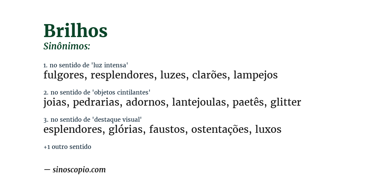 Sinônimo de brilhos