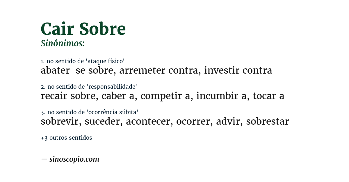 Sinônimo de cair sobre