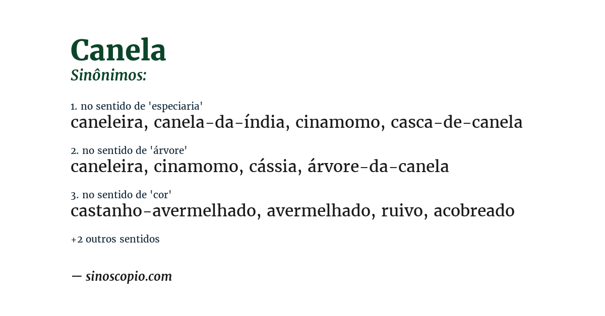 Sinônimo de canela