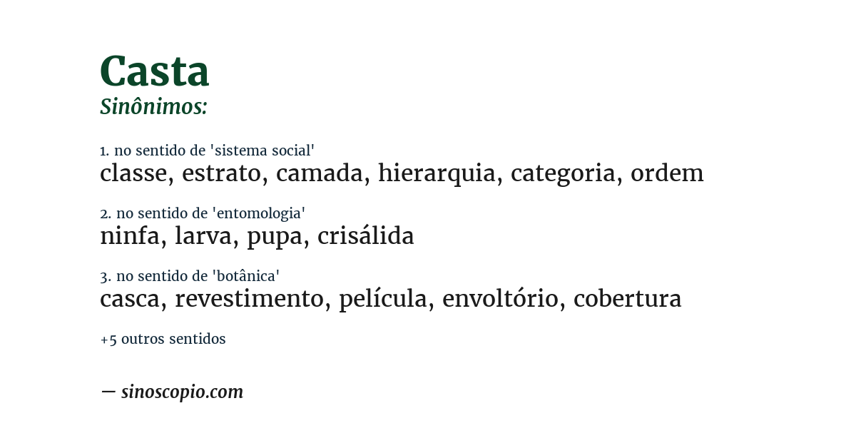 Sinônimo de casta