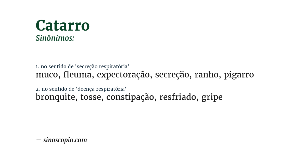 Sinônimo de catarro